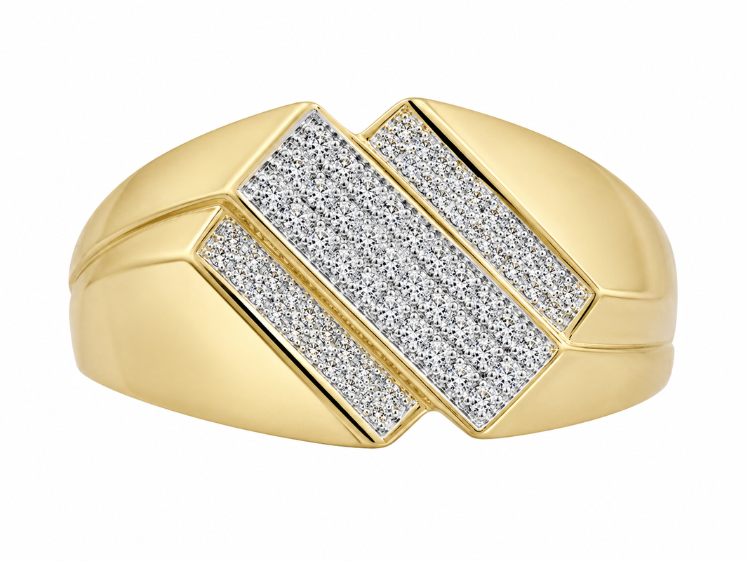 10K Yellow Gold Men's Ring 0.15 ct Natural Diamond