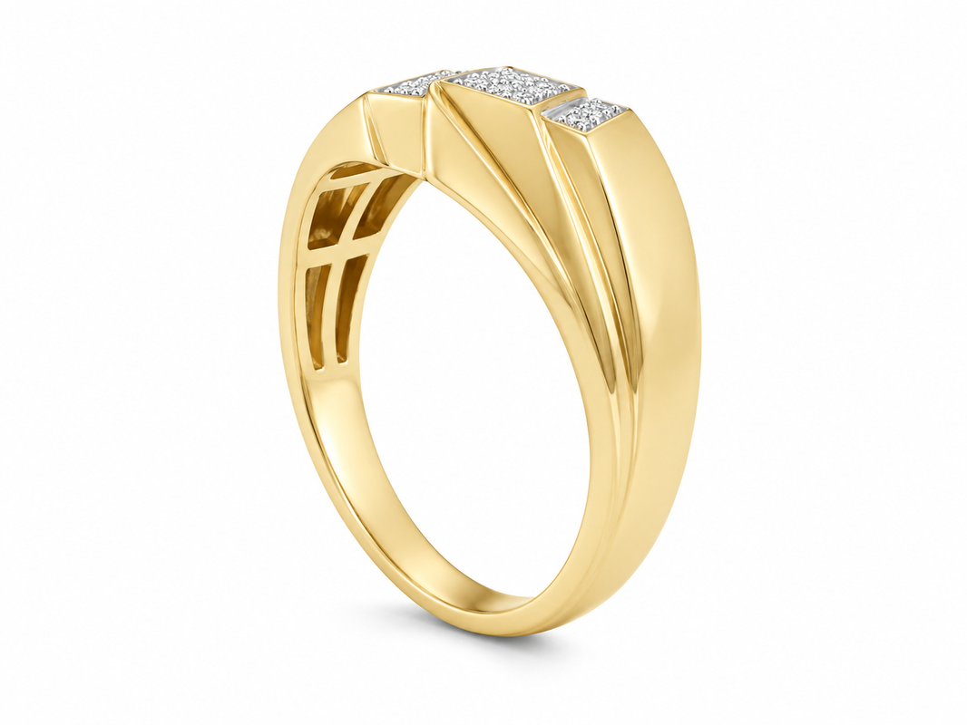 10K Yellow Gold Men's Ring 0.15 ct Natural Diamond