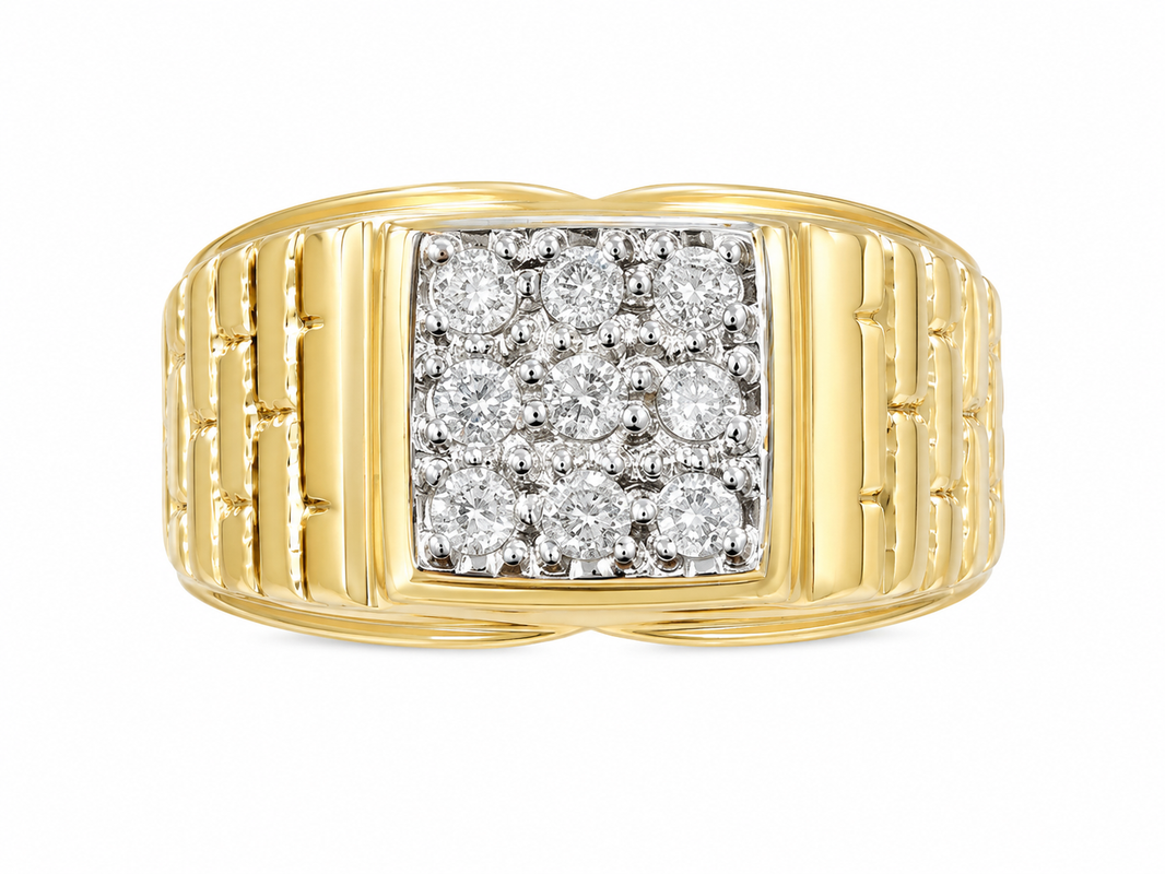 10K Yellow Gold Men's Ring 0.24 ct Natural Diamond