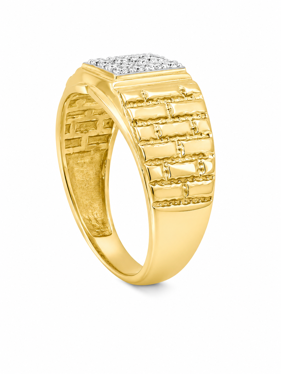 10K Yellow Gold Men's Ring 0.24 ct Natural Diamond