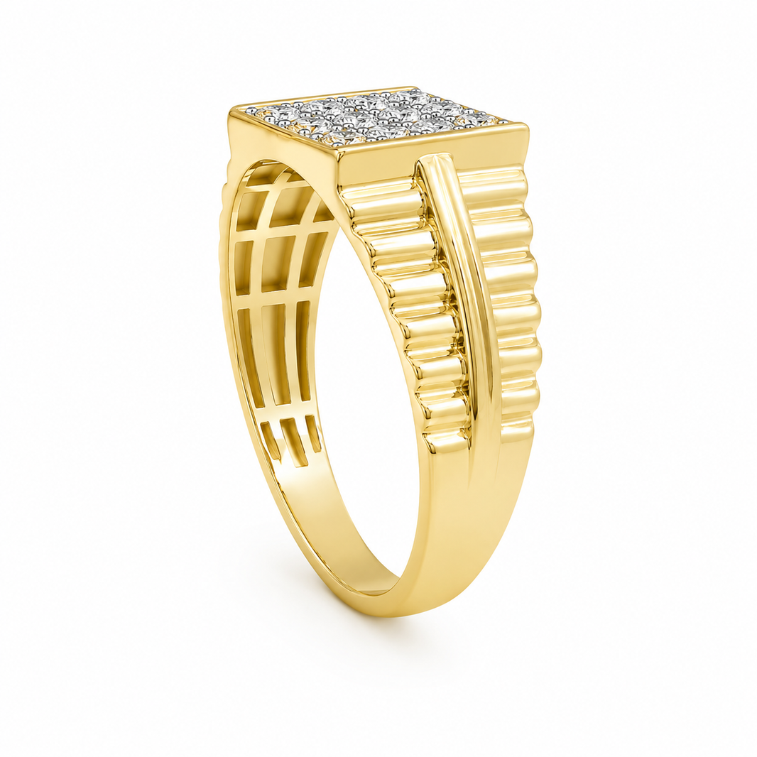 10K Yellow Gold Men's Ring Presidential Style 0.15 ct Natural Diamond