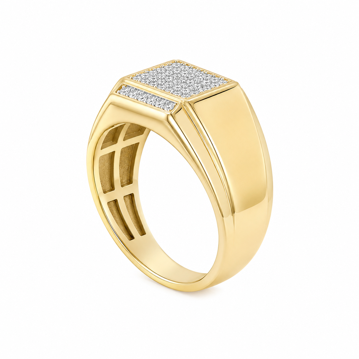 10K Yellow Gold Men's Ring 0.22 ct Natural Diamond