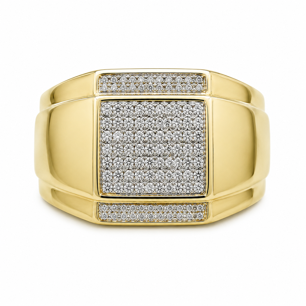 10K Yellow Gold Men's Ring 0.22 ct Natural Diamond