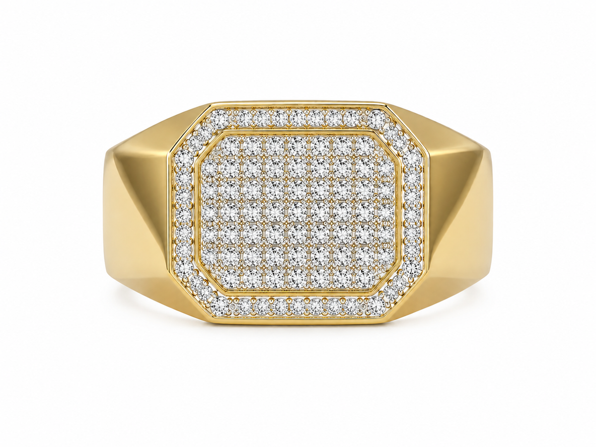 10K Yellow Gold Men's Ring 0.25 ct Natural Diamond