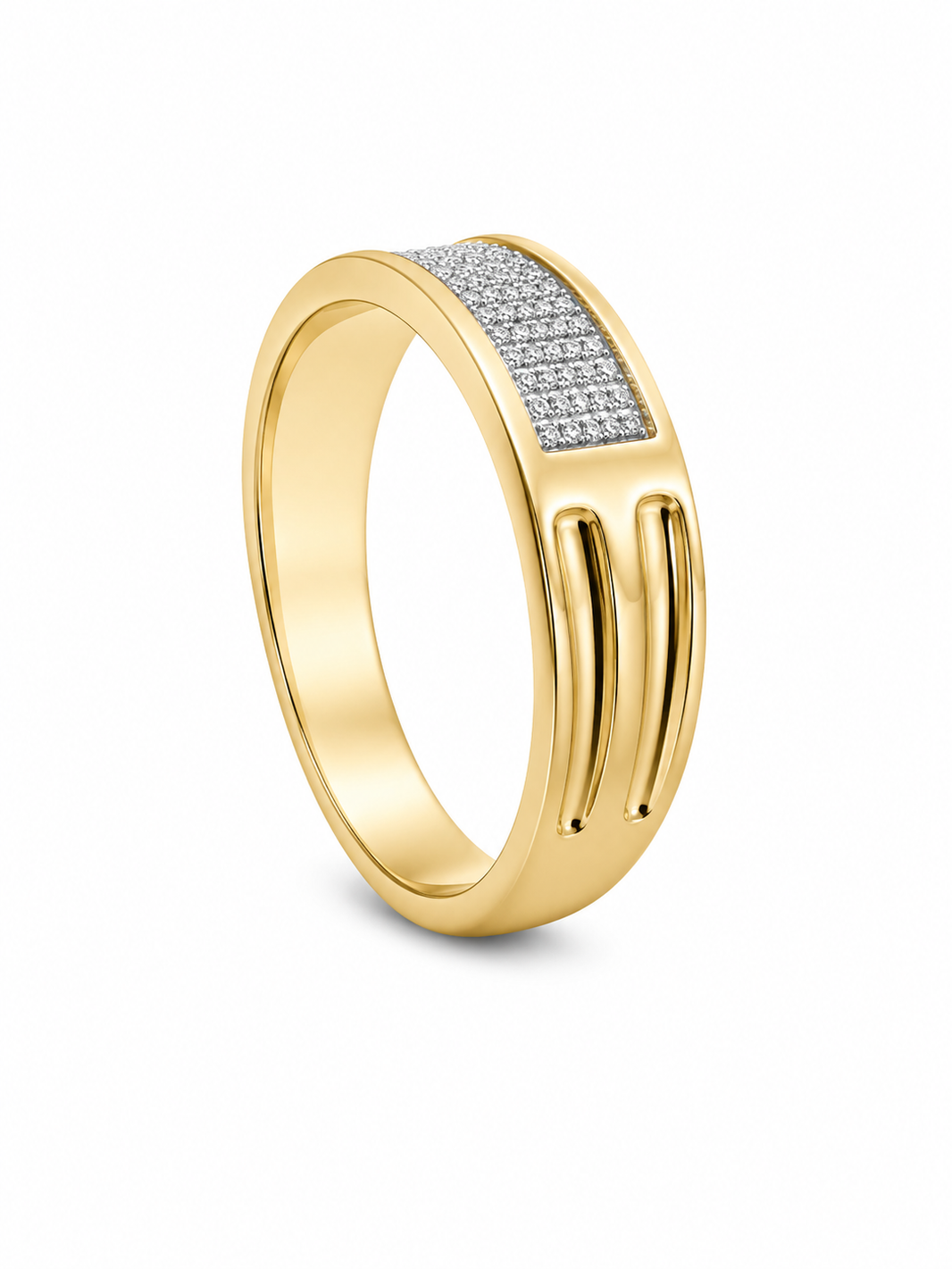 10K Yellow Gold Men's Ring 0.13 ct Natural Diamond