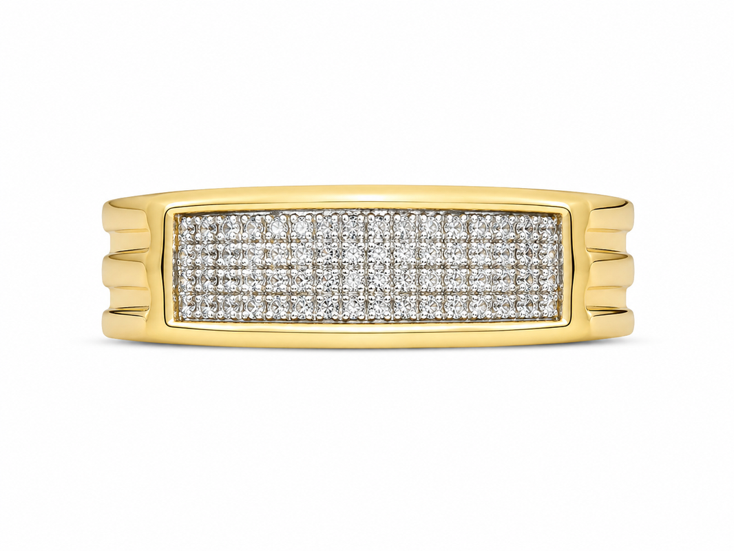 10K Yellow Gold Men's Ring 0.13 ct Natural Diamond