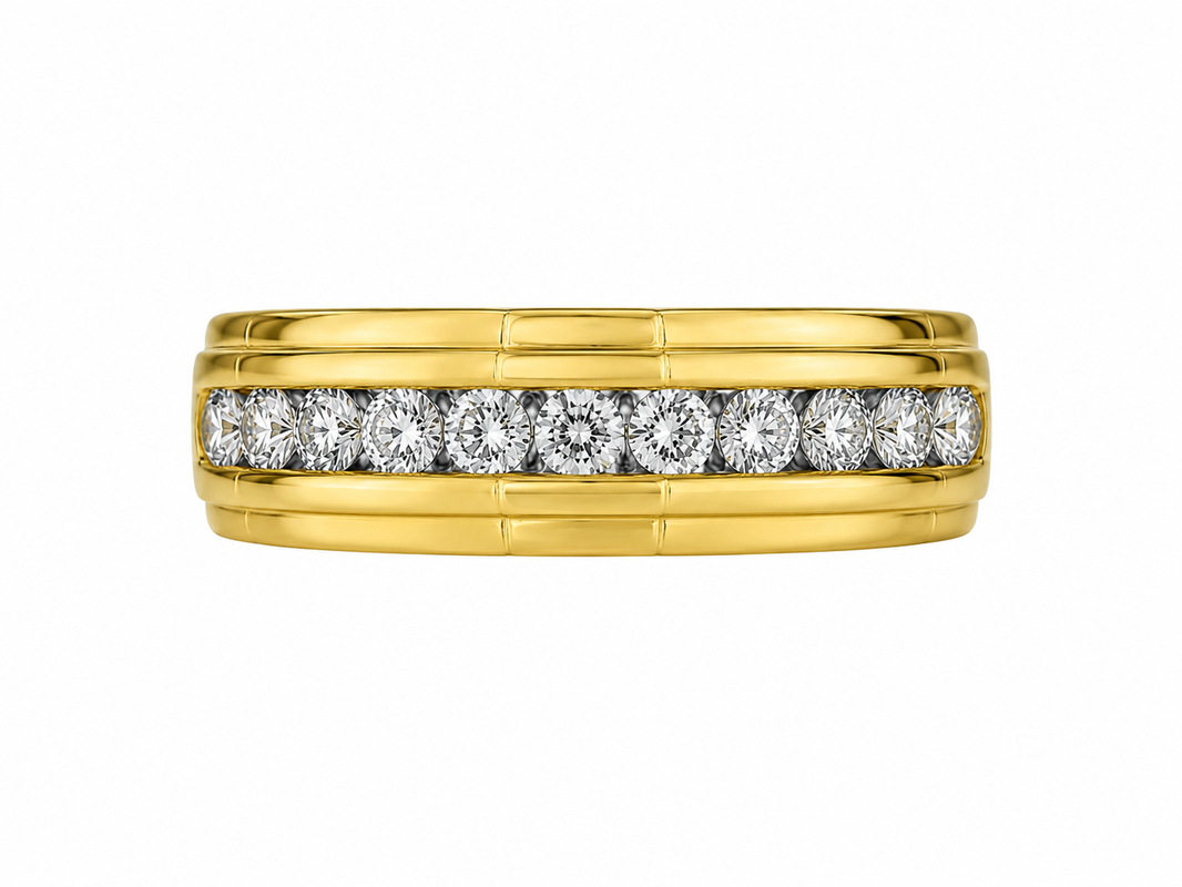 10K Yellow Gold Men's Band 0.25 ct Natural Diamond