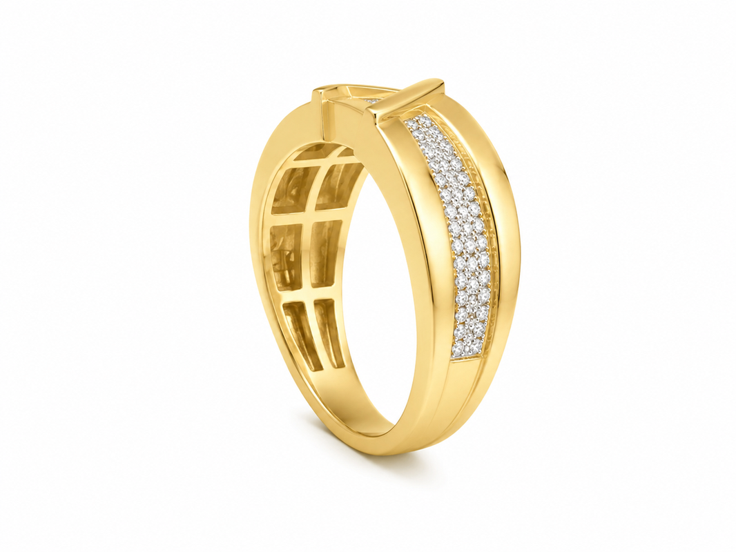 10K Yellow Gold Men's Band 0.20 ct Natural Diamond