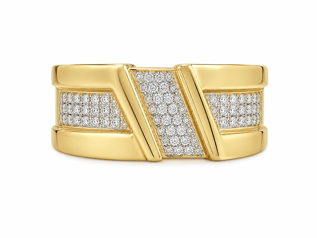 10K Yellow Gold Men's Band 0.20 ct Natural Diamond
