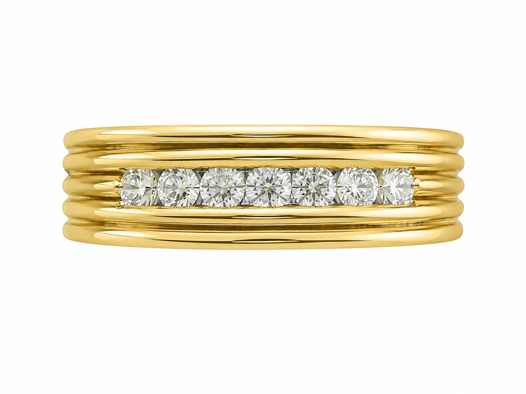 14K Yellow Gold Men's Band 0.23 ct Natural Diamond