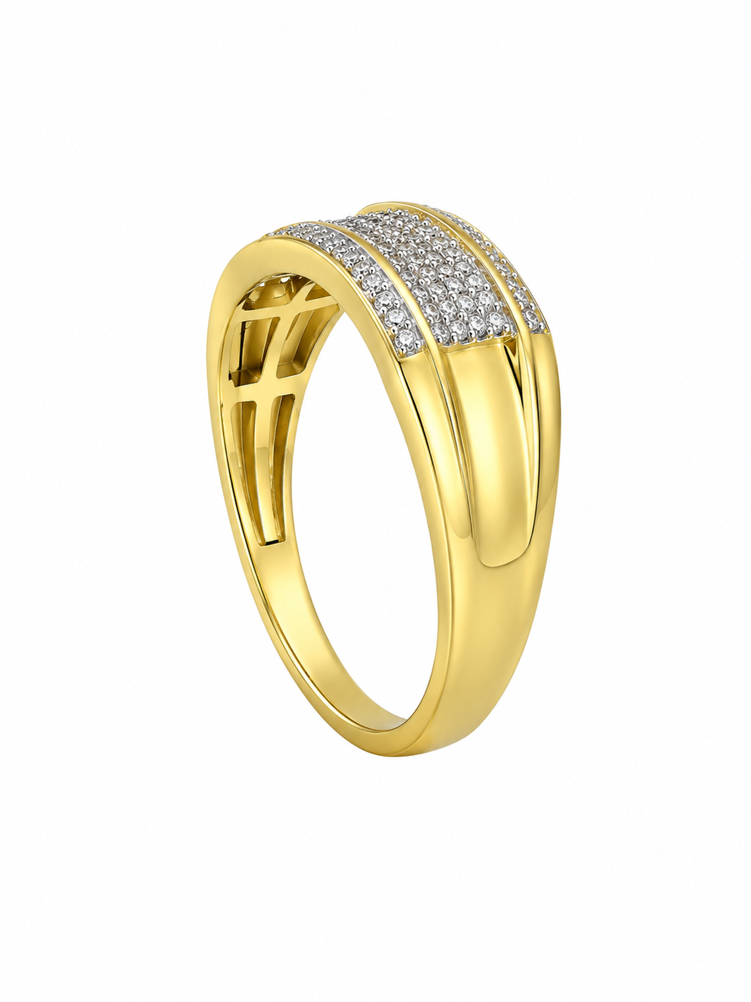 10K Yellow Gold Men's Band 0.15 ct Natural Diamond
