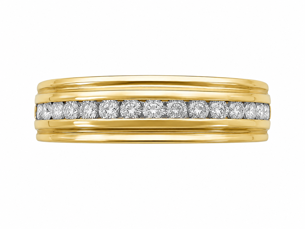 10K Yellow Gold Men's Band 0.33 ct Natural Diamond