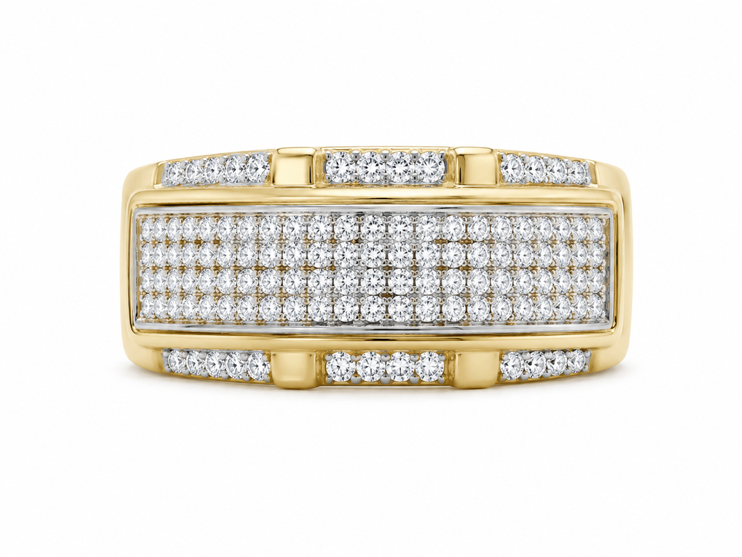 10K Yellow Gold Men's Band 0.50 ct Natural Diamond