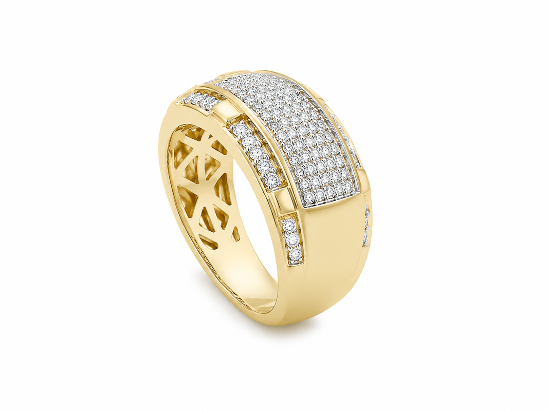 10K Yellow Gold Men's Band 0.50 ct Natural Diamond