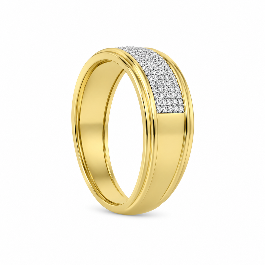 10K Yellow Gold Men's Band 0.12 ct Natural Diamond