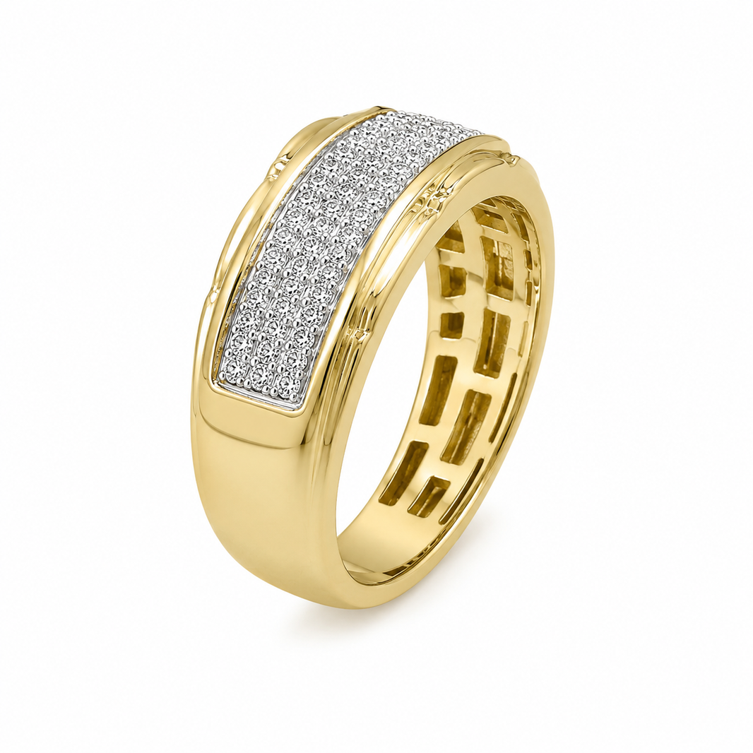 10K Yellow Gold Men's Ring 0.50 ct Natural Diamond