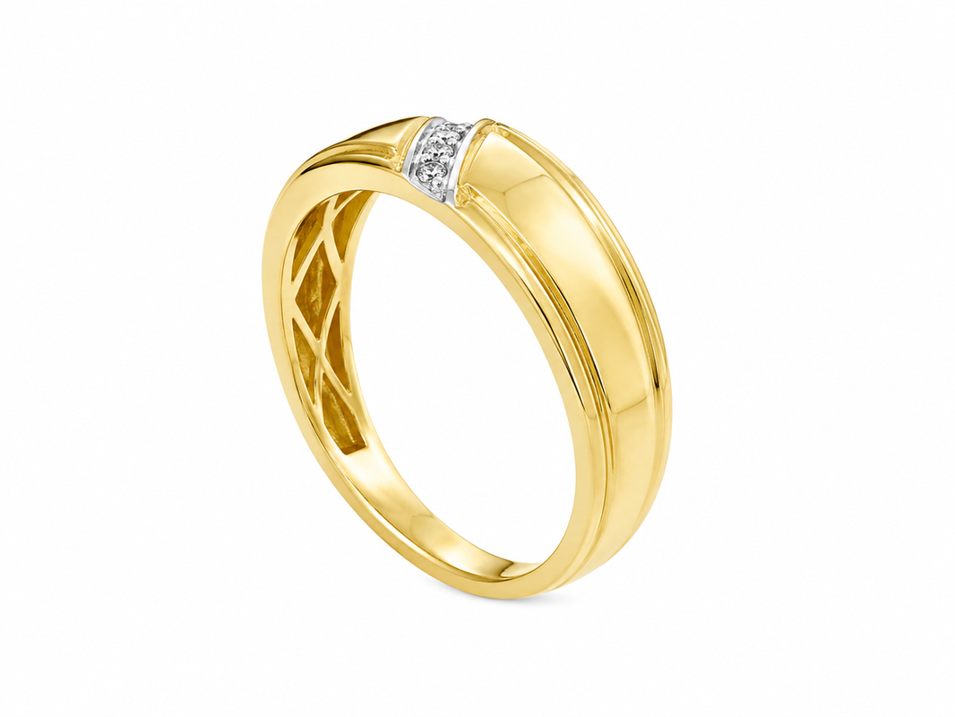 10K Yellow Gold Men's Ring 0.09 ct Natural Diamond