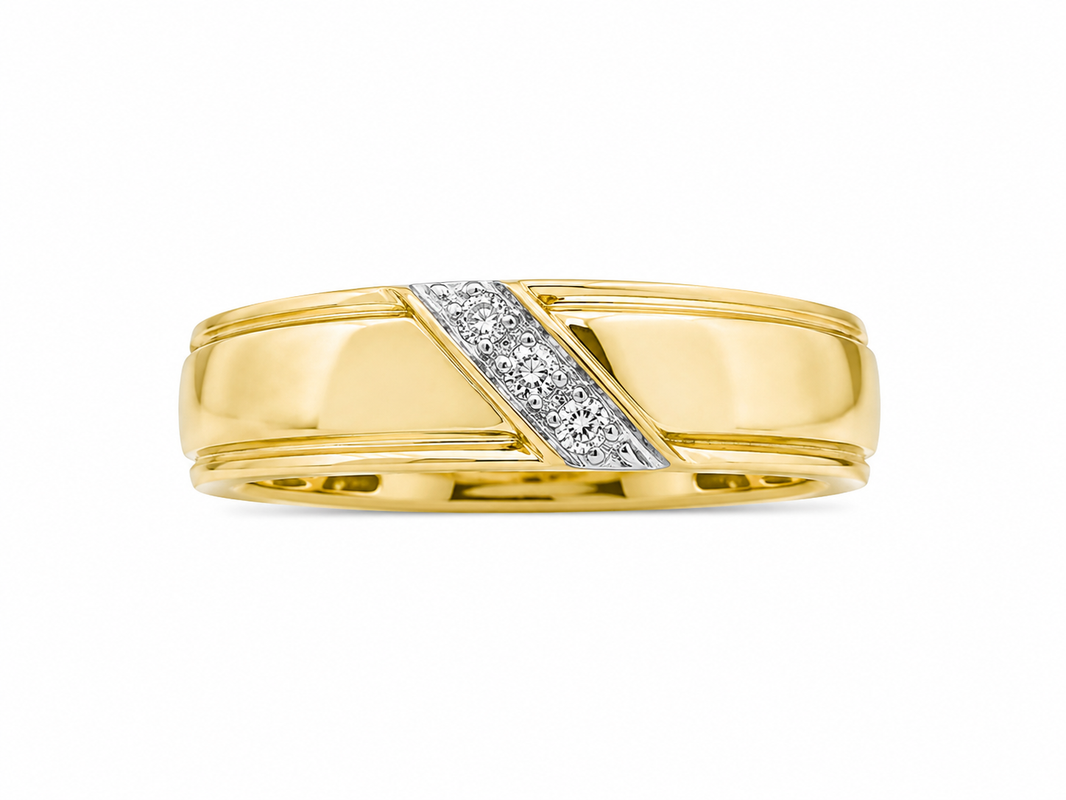 10K Yellow Gold Men's Ring 0.09 ct Natural Diamond