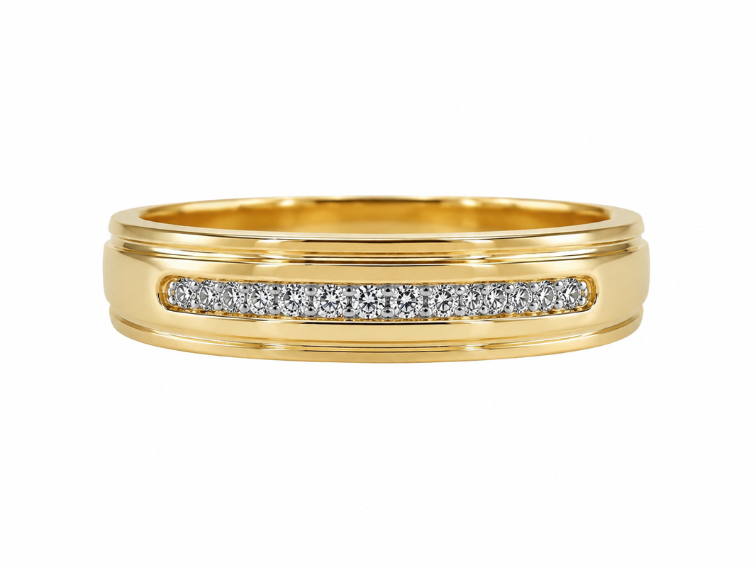 10K Yellow Gold Men’s Band 0.05 Natural Diamond