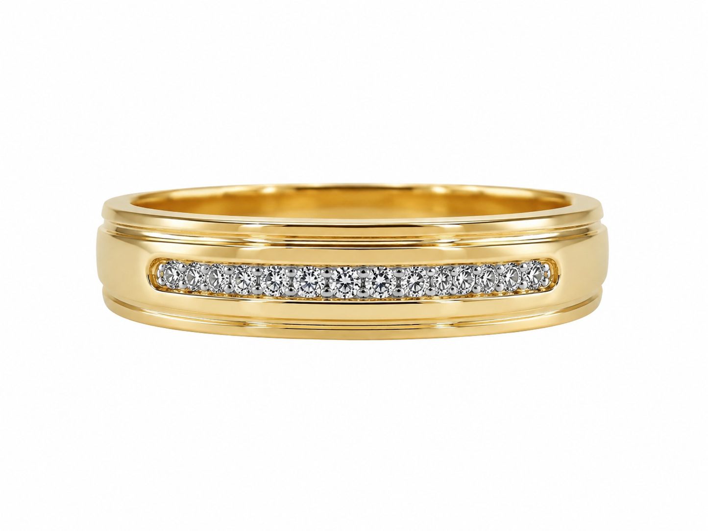 10K Yellow Gold Men’s Band 0.05 Natural Diamond