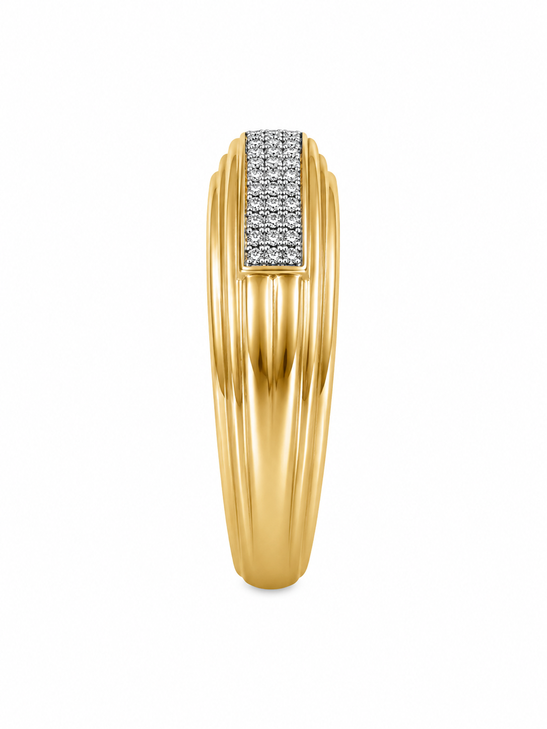 10K Yellow Gold Men's Band 0.10 ct Natural Diamond