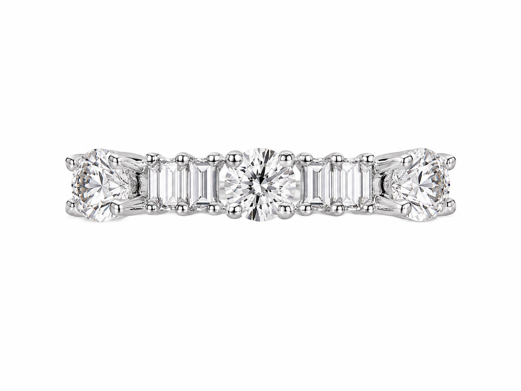 14K White Gold Oval, Baguette Women’s Band 1.00 ct Lab Grown Diamond