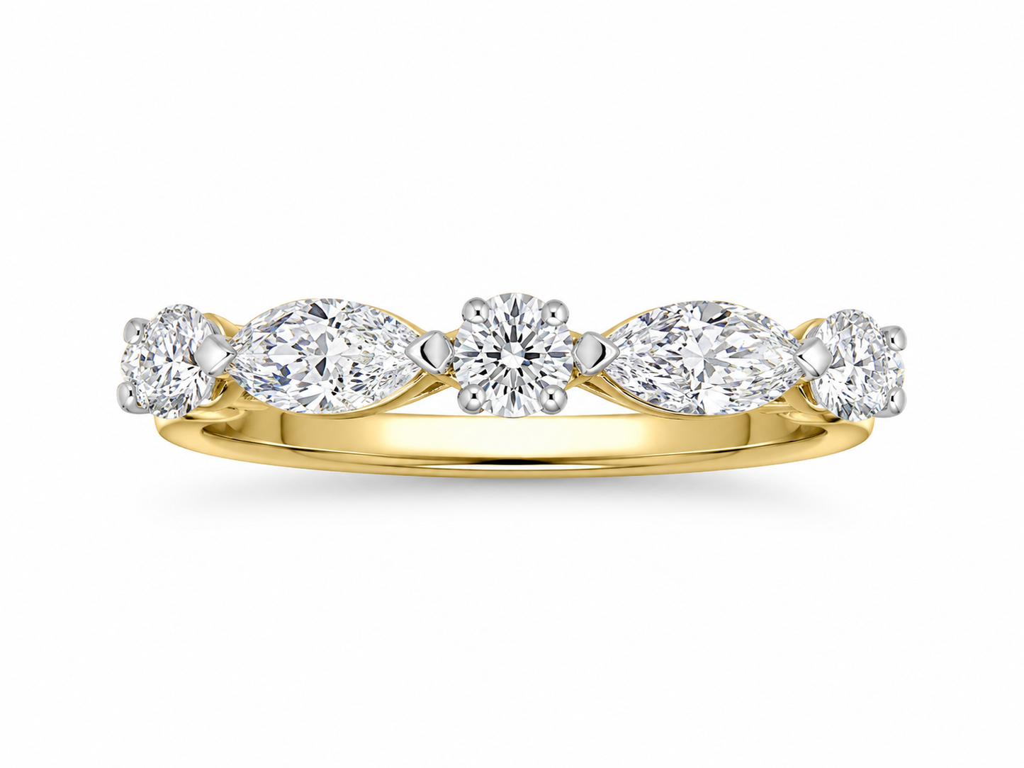 14K Yellow Gold Women’s Band Marquise 1.01 ct Lab Grown Diamond