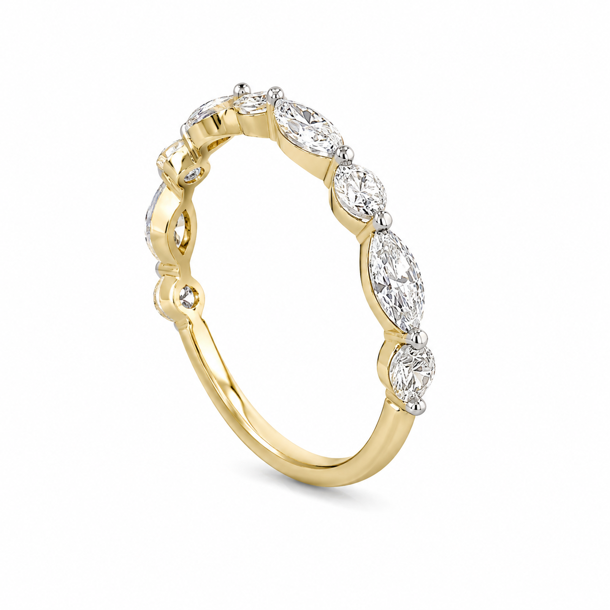 14K Yellow Gold Women’s Band Marquise 1.01 ct Lab Grown Diamond