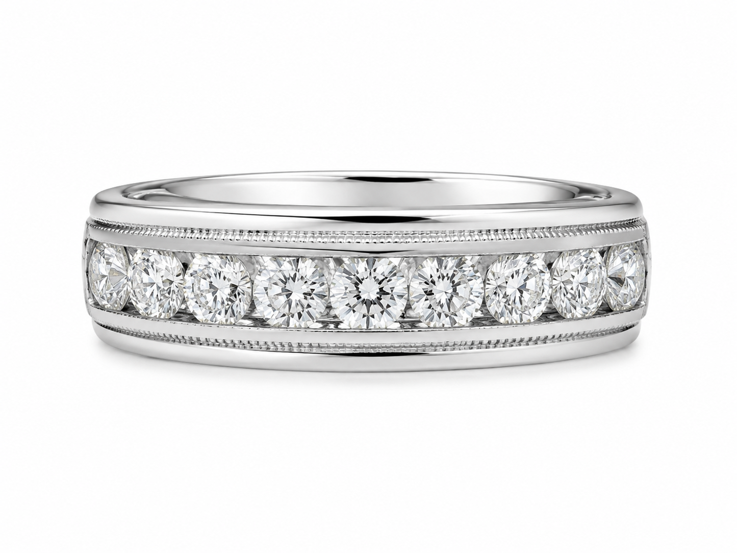 14K White Gold Men’s Band 1.00 ct Lab Grown Diamond