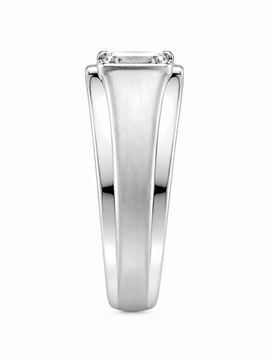 14K White Gold Men's Ring Emerald Cut 1.00 ct Lab Grown Diamond