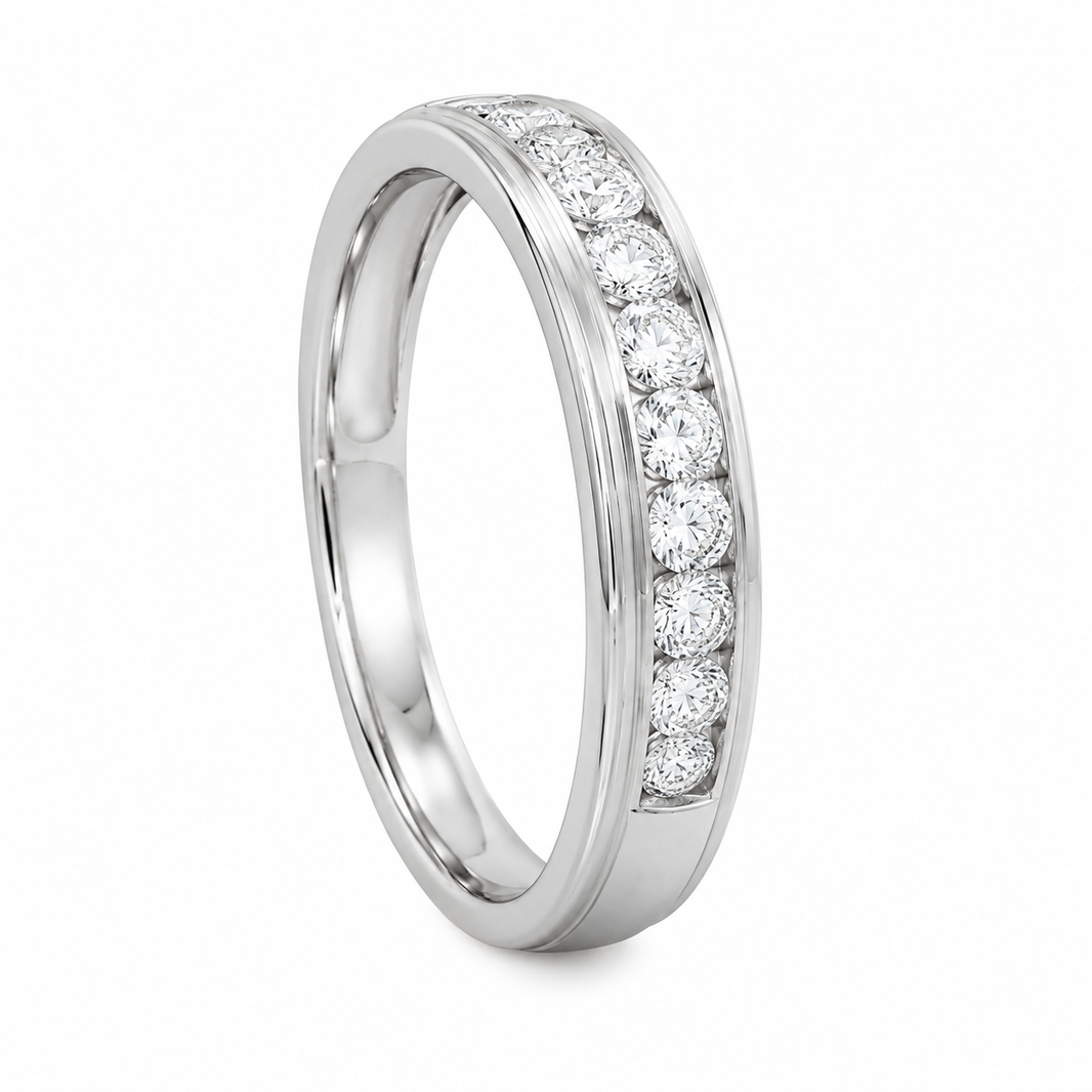 14K White Gold Men's Band 0.50 ct Lab Grown Diamond