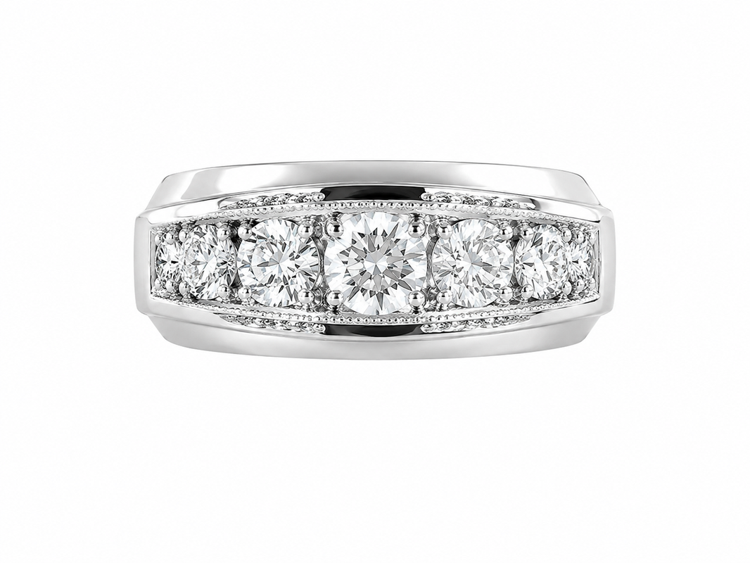 14K White Gold Men's Ring 1.74 ct Lab Grown Diamond