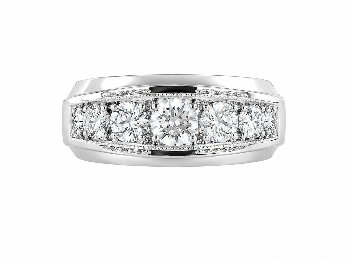 14K White Gold Men's Ring 1.74 ct Lab Grown Diamond