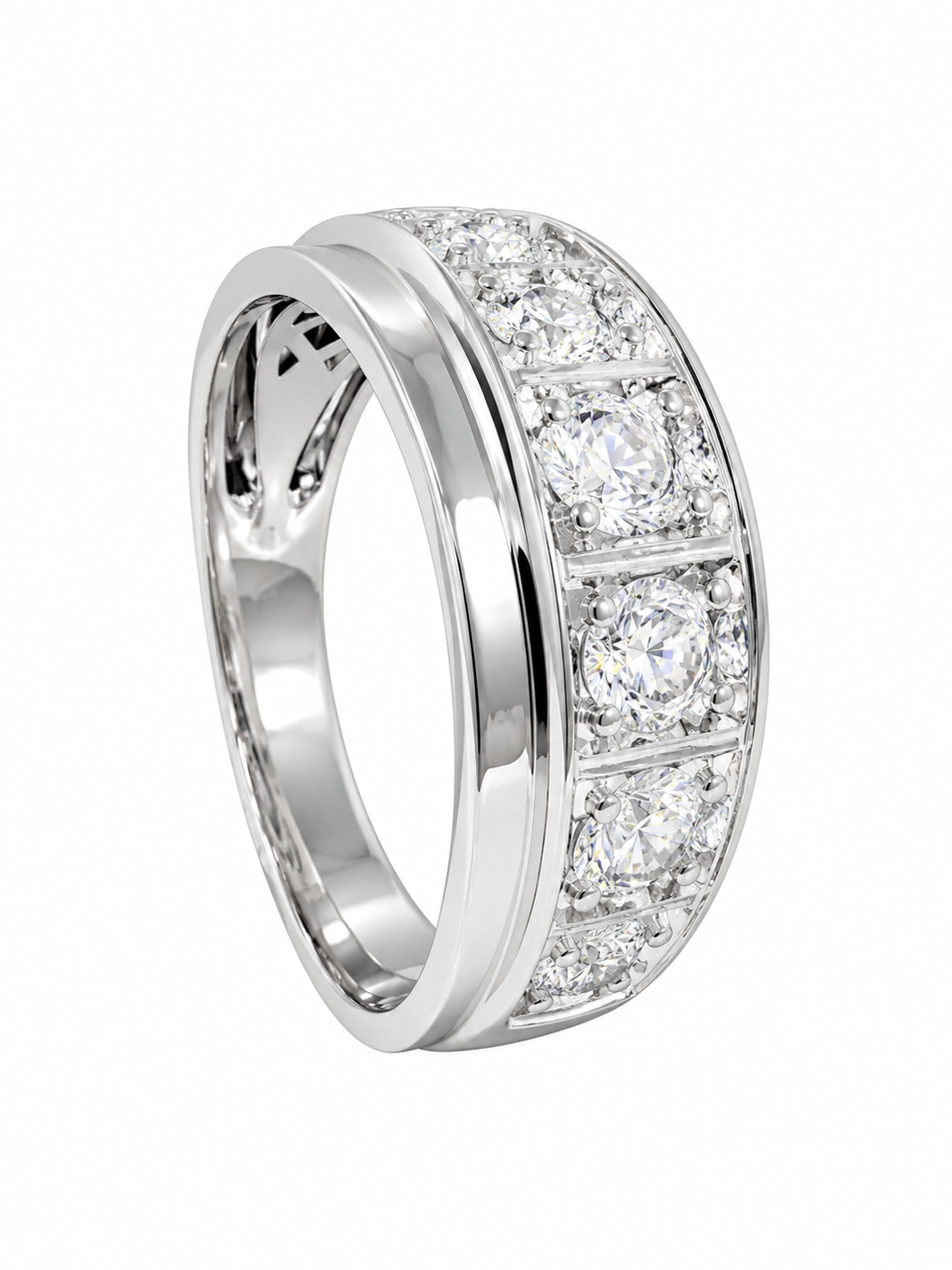 14K White Gold Men's Ring 1.74 ct Lab Grown Diamond
