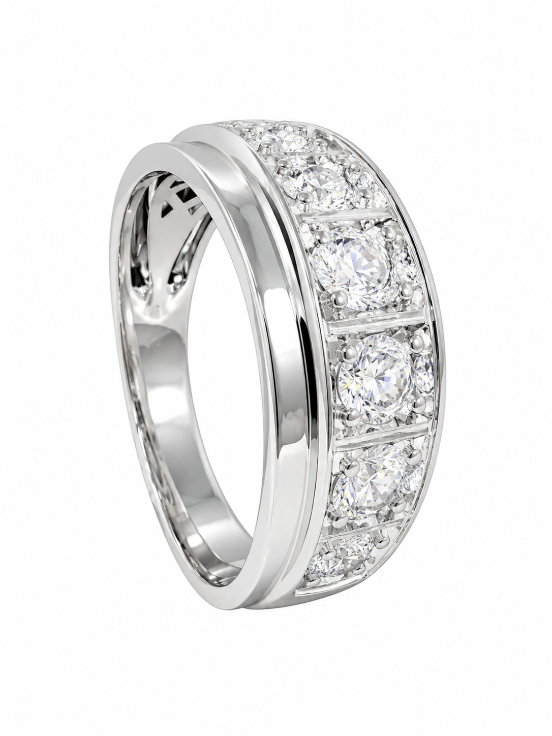 14K White Gold Men's Ring 1.74 ct Lab Grown Diamond