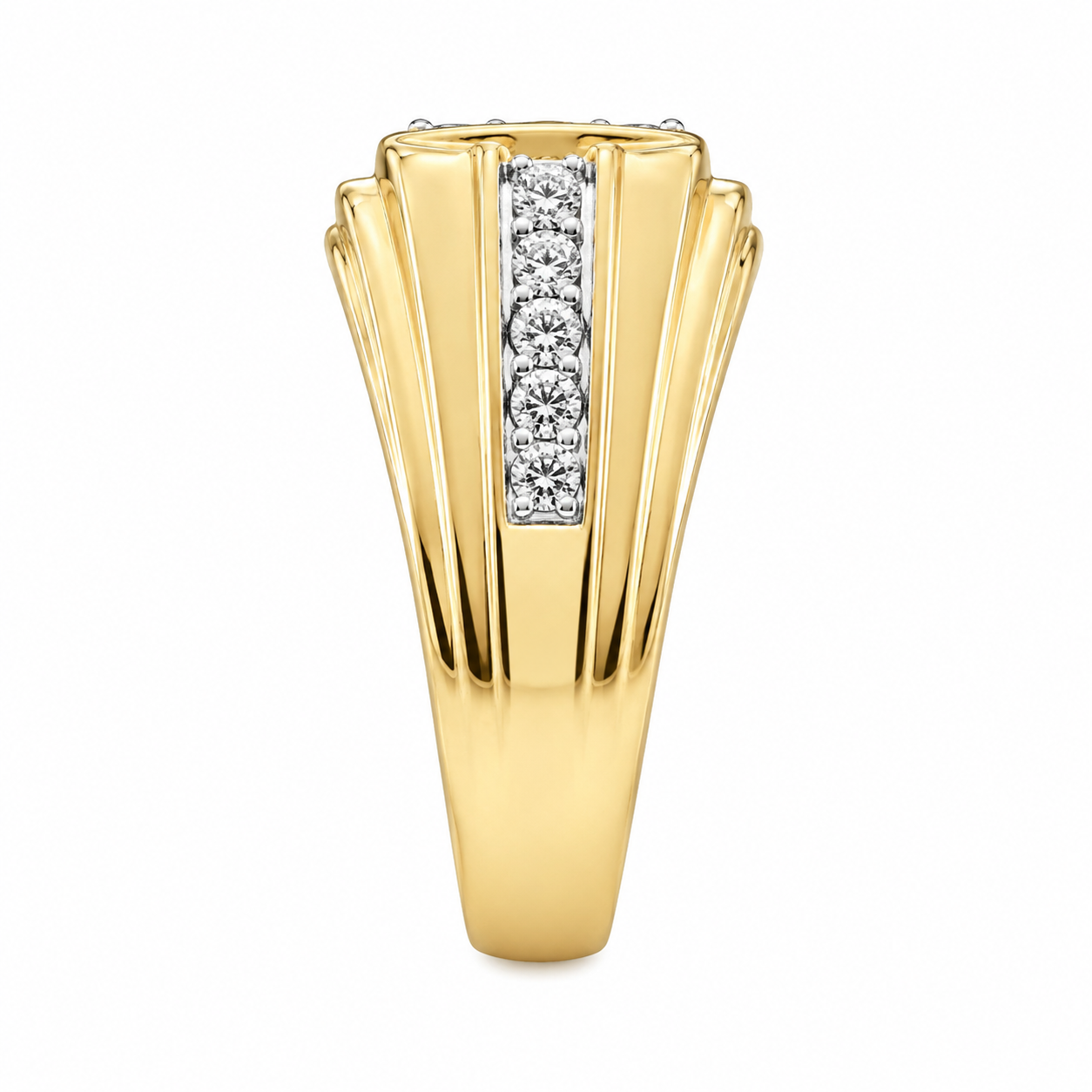 14K Yellow Gold Men's Ring 1.50 ct Lab Grown Diamond