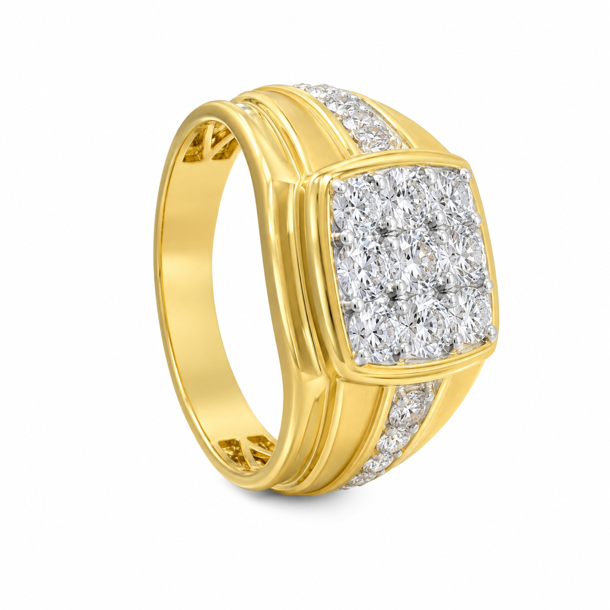 14K Yellow Gold Men's Ring 1.50 ct Lab Grown Diamond