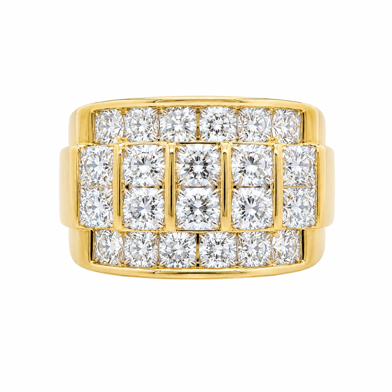 14K Yellow Gold Men's Ring 2.00 ct Lab Grown Diamond