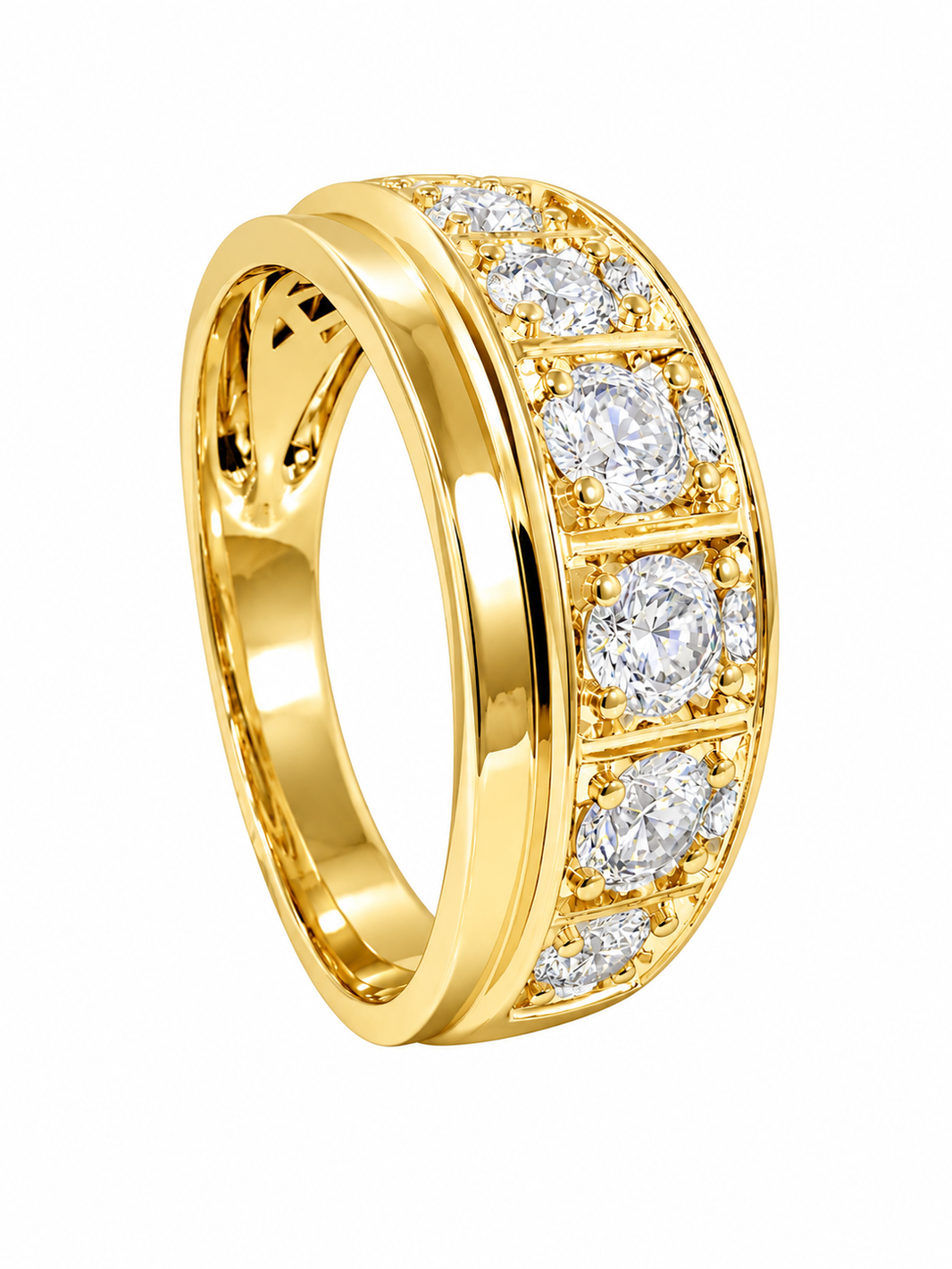 14K Yellow Gold Men's Band 1.74 ct Lab Grown Diamond