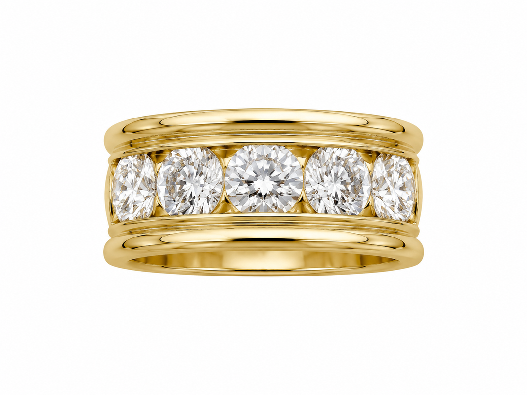 14K Yellow Gold Men's Ring 2.25 ct Lab Grown Diamond