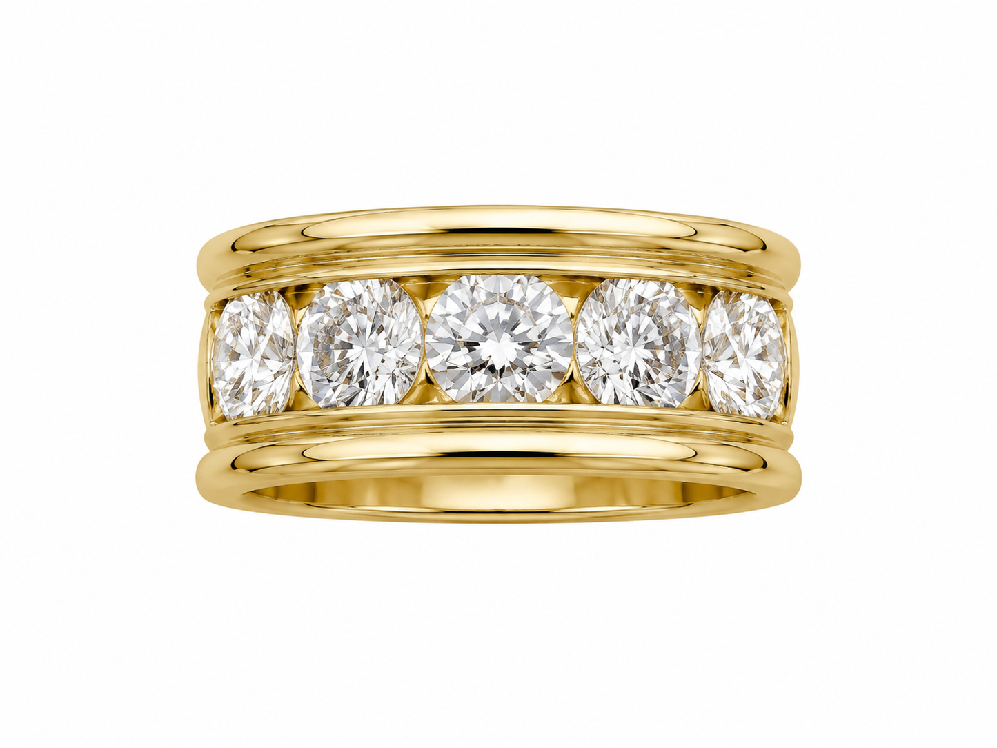14K Yellow Gold Men's Ring 2.25 ct Lab Grown Diamond