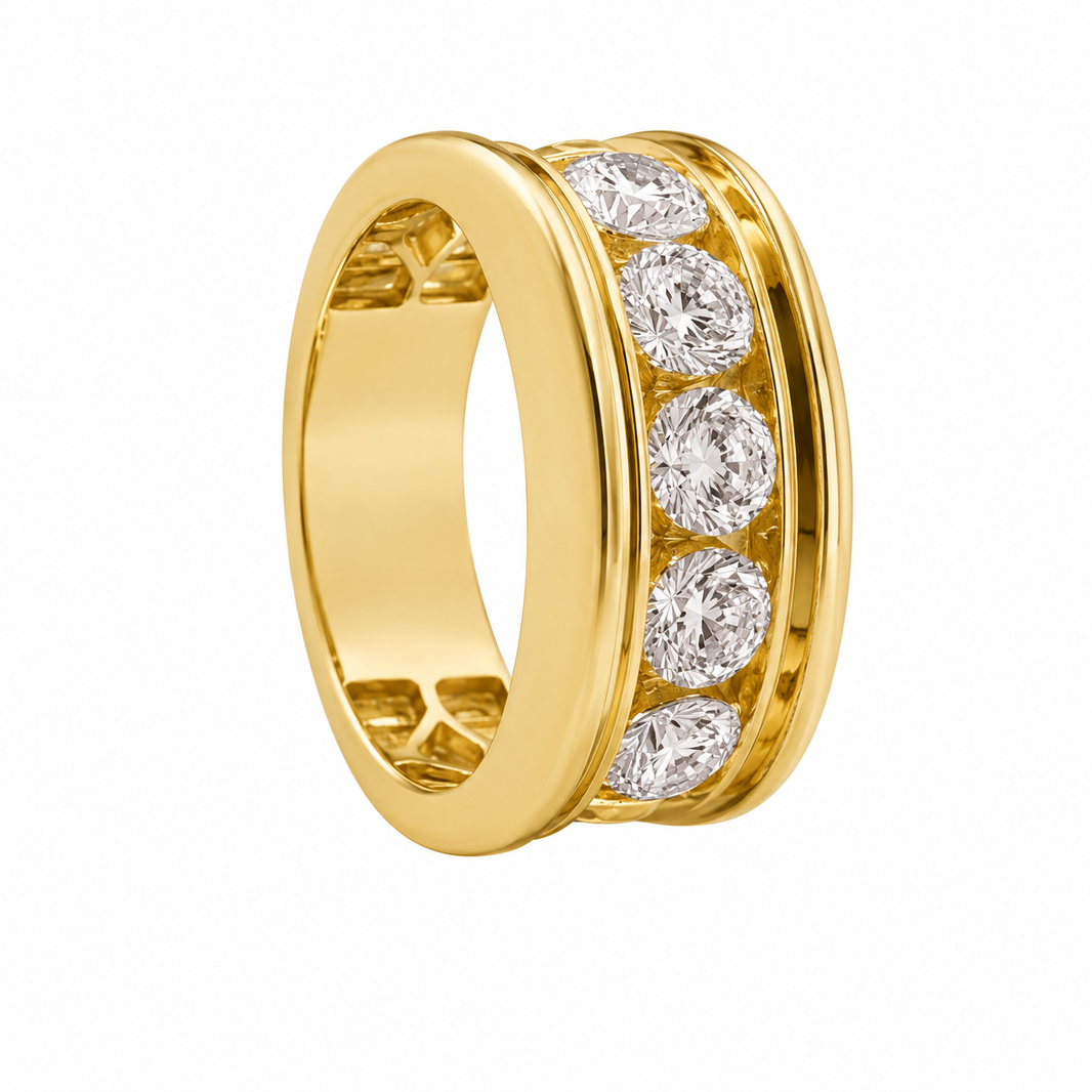 14K Yellow Gold Men's Ring 2.25 ct Lab Grown Diamond