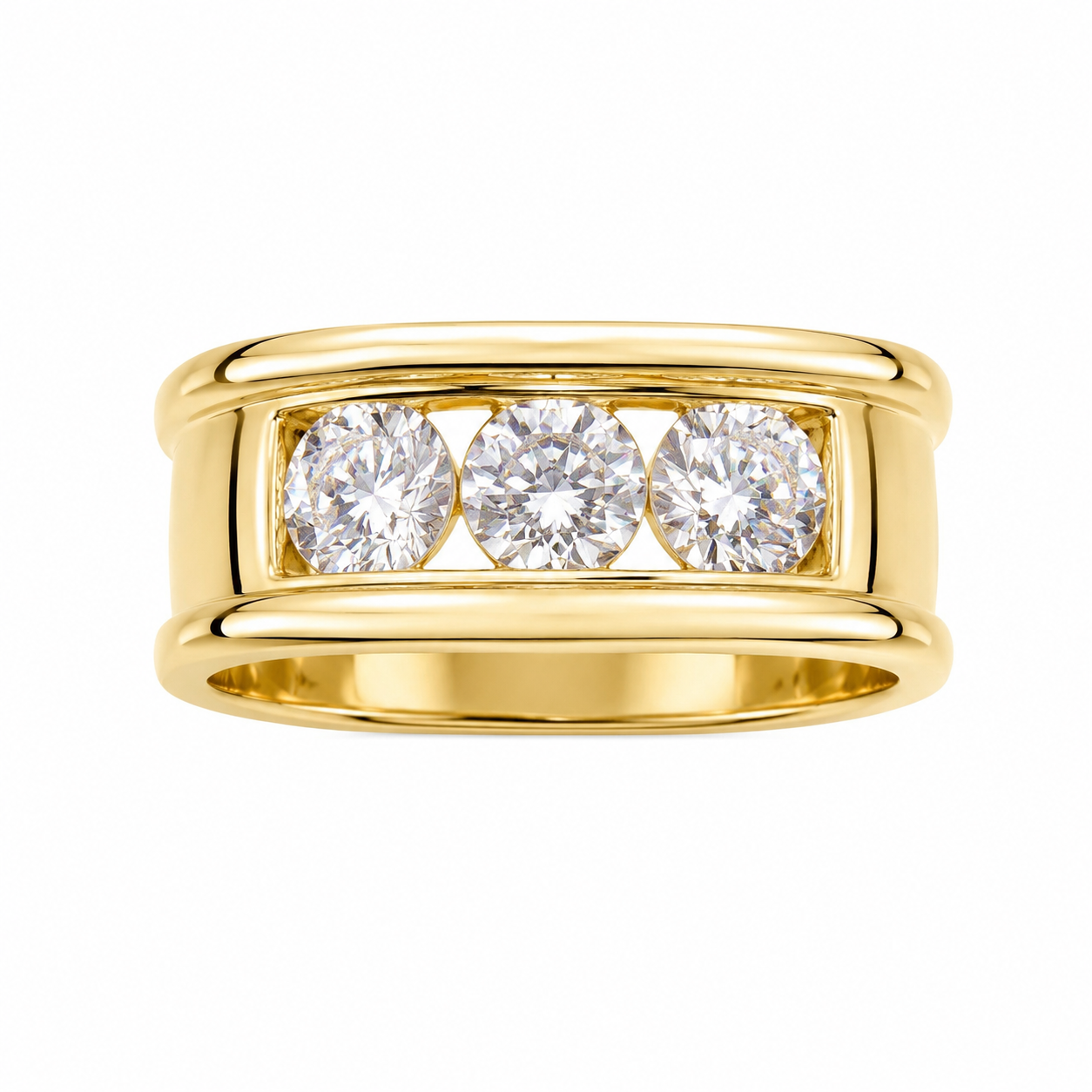 14K Yellow Gold Men's Ring 1.45 ct Lab Grown Diamond