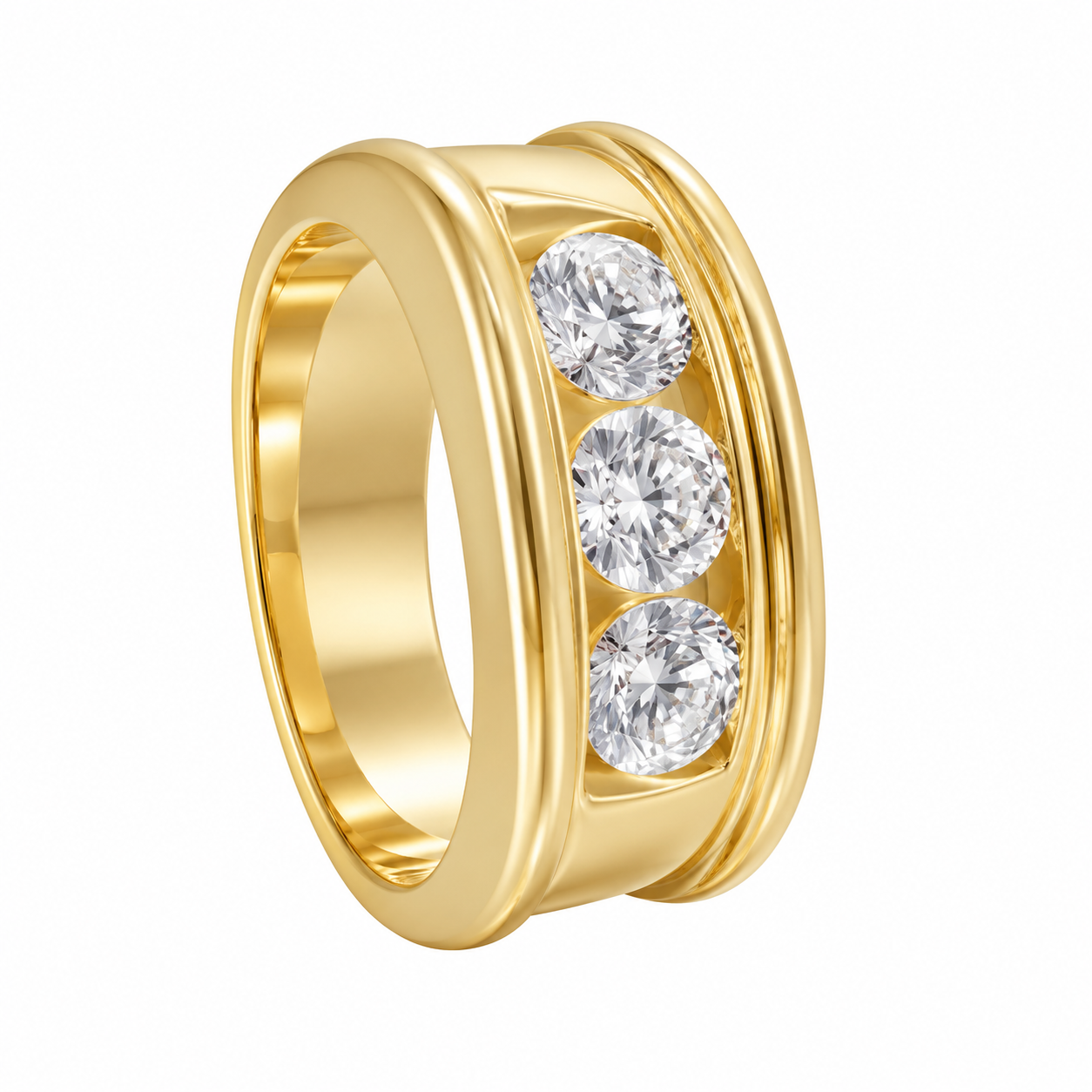 14K Yellow Gold Men's Ring 1.45 ct Lab Grown Diamond