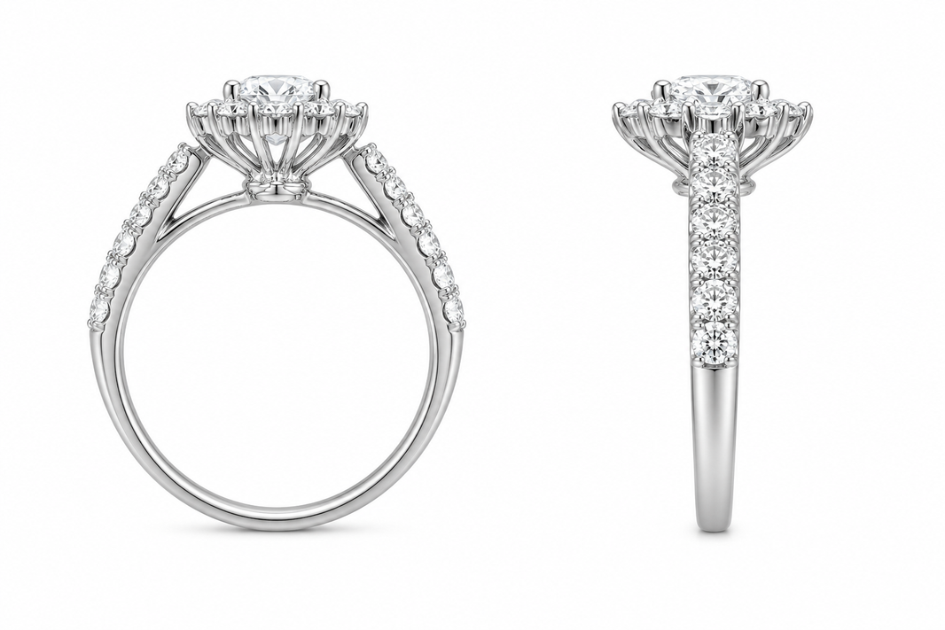 14K White Gold Women's Ring Oval 1.50 ct Lab Grown Diamond
