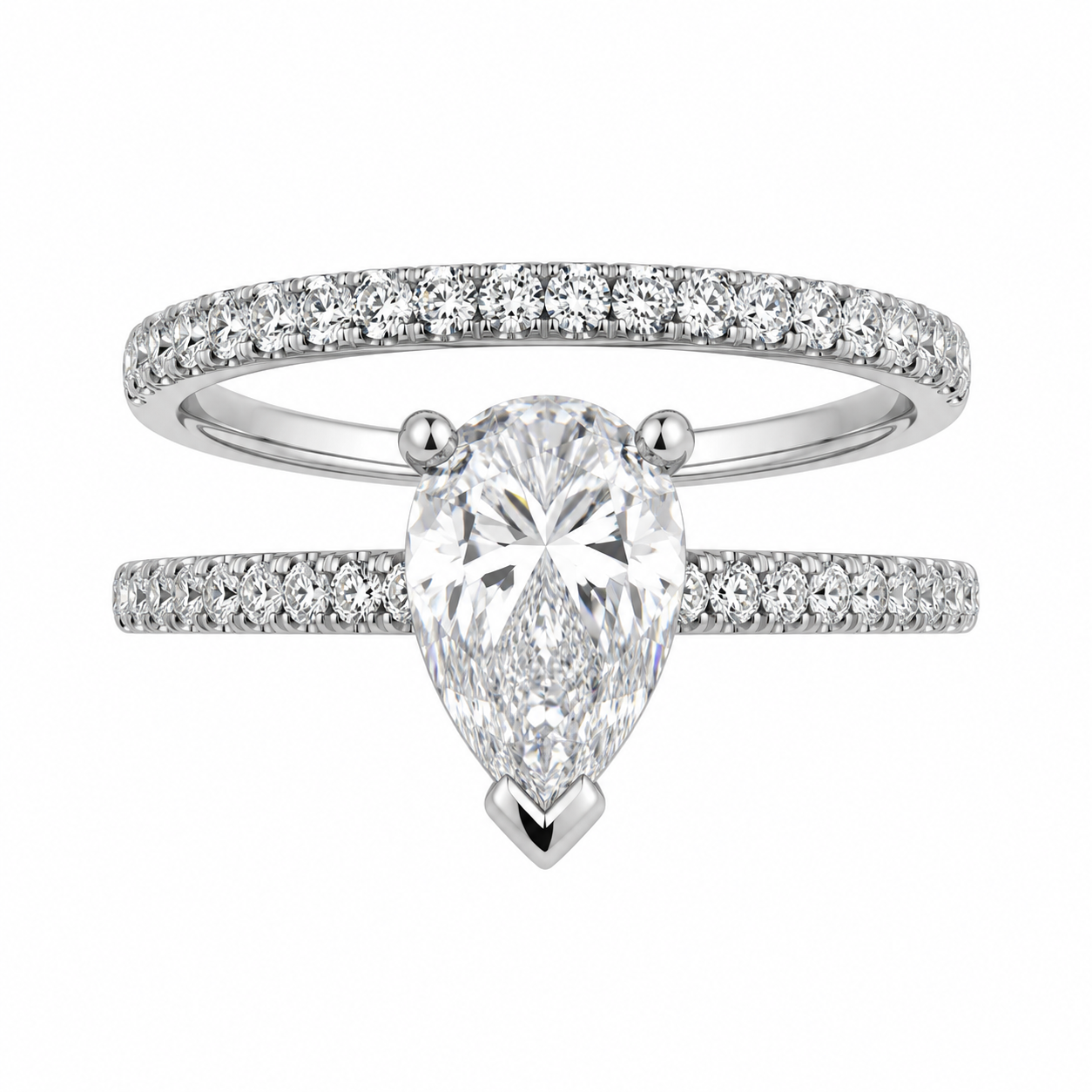 14K White Gold Women's Wedding Set Pear 1.50 ct Lab Grown Diamond