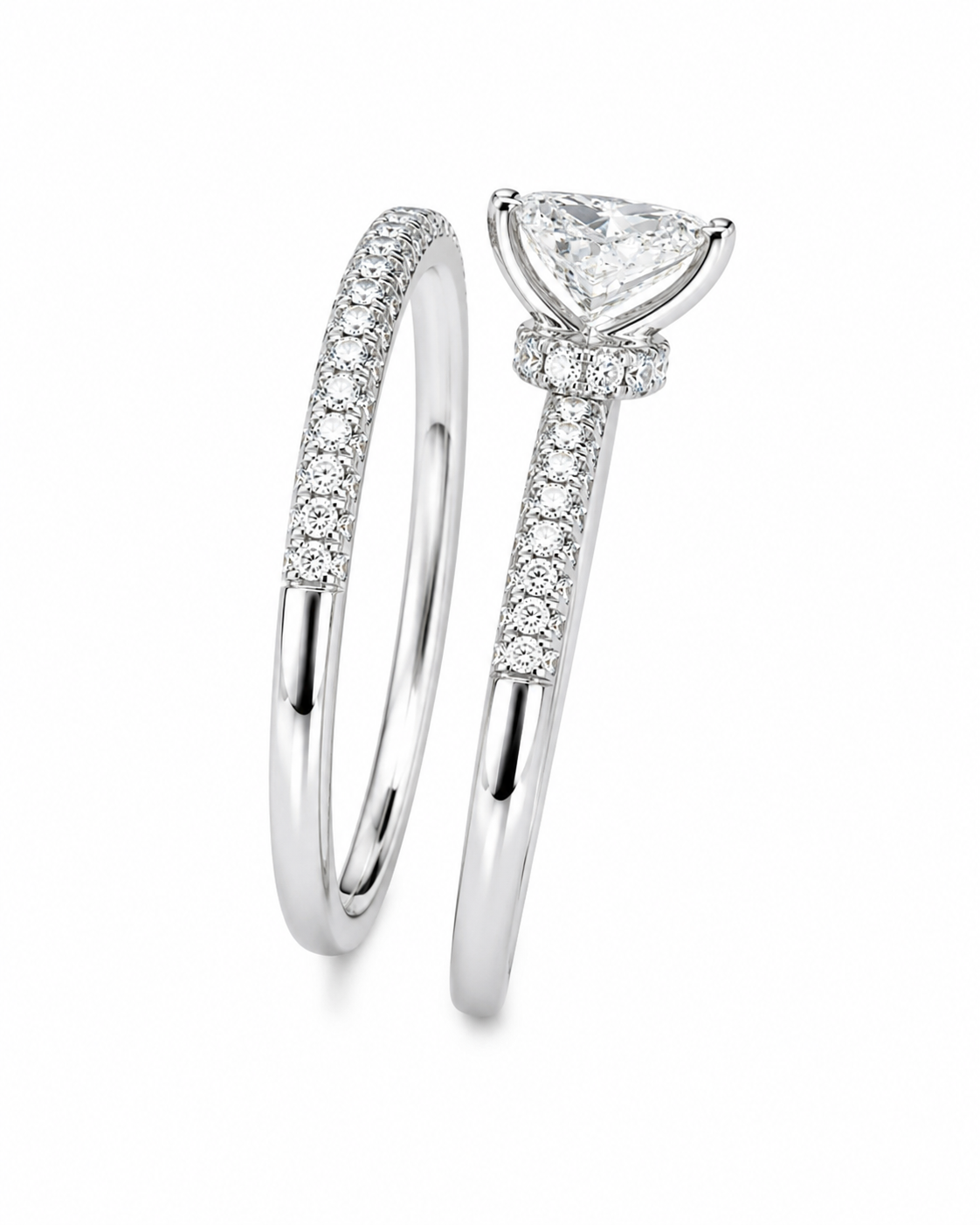 14K White Gold Women's Wedding Set Pear 1.50 ct Lab Grown Diamond
