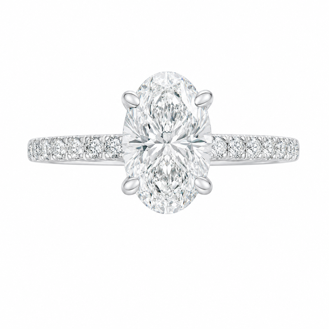 14K White Gold Women's Ring Oval 1.30 ct Lab Grown Diamond