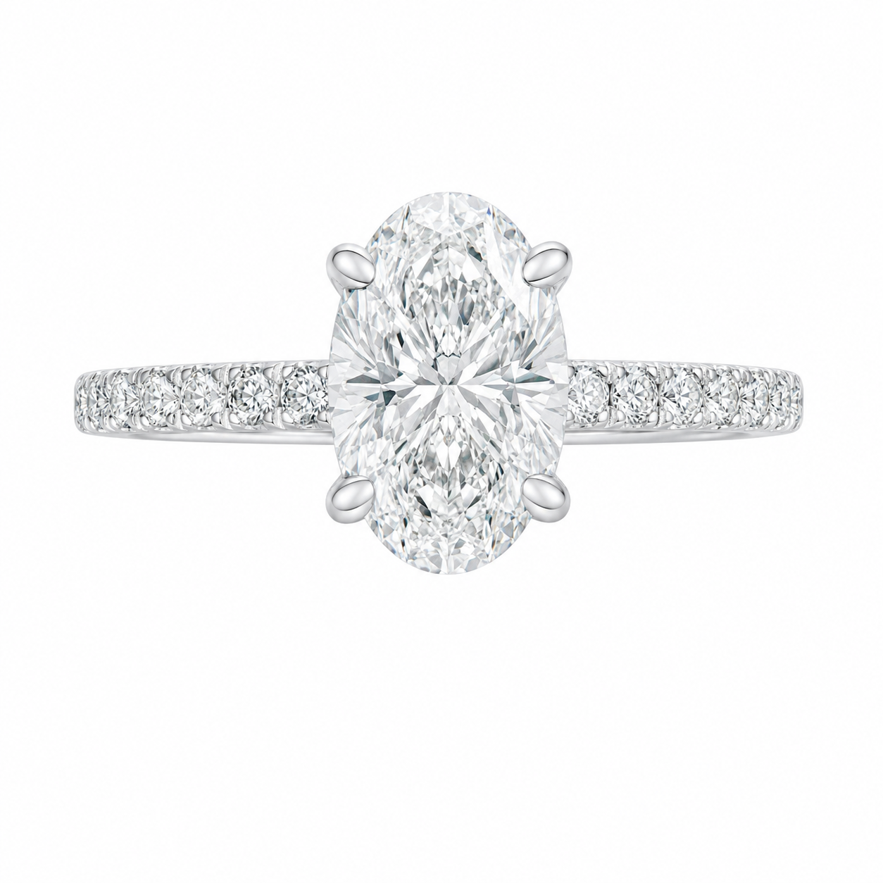 14K White Gold Women's Ring Oval 1.30 ct Lab Grown Diamond