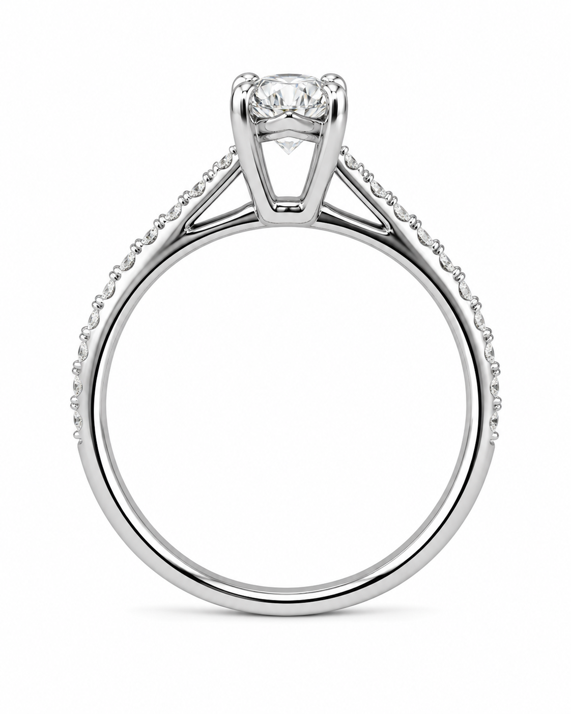14K White Gold Women's Ring Oval 1.30 ct Lab Grown Diamond